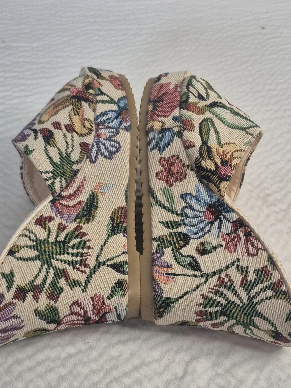 Women multicolor floral slip-on open-toe wedge sandals EU 41